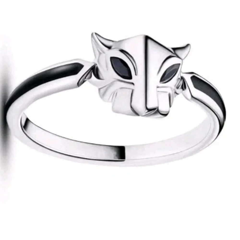 Women's Shiny Dainty Black Panther Wakanda Forever 925 Sterling Silver Ring Sz 7